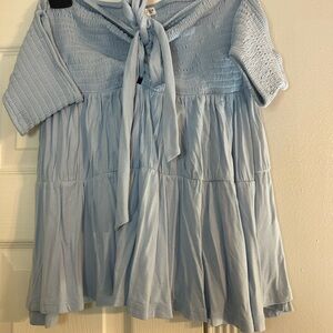 VENUS Light Blue Smocked Tunic Top